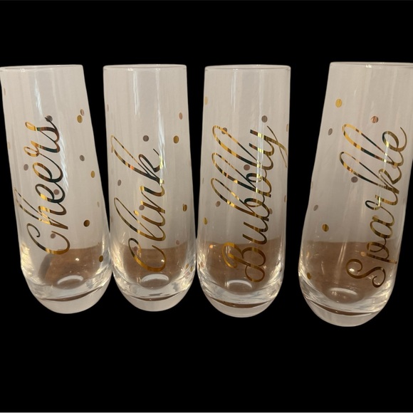 Gold Accented 4 -pc Champagne tumbler flute glasses - Picture 1 of 3